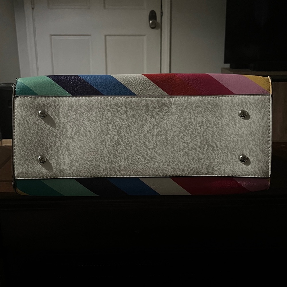 “Carlos by Carlos Santana" handbag, multi-colored striped design with tassel - Picture 6 of 12